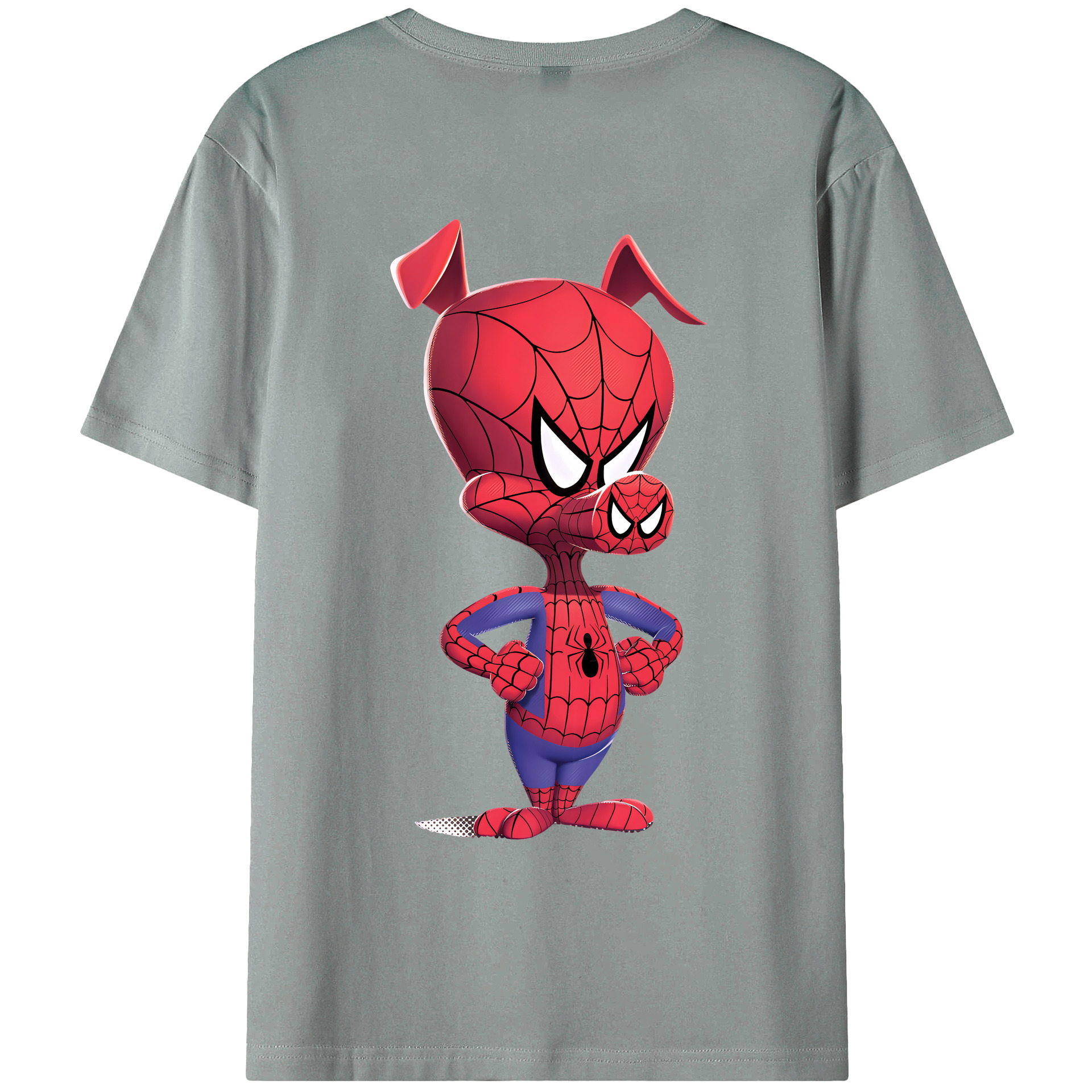 （画像用） Spider Man スパイダーマン 綿100％ メンズ半袖Tシャツ（バックプリント） 通気性